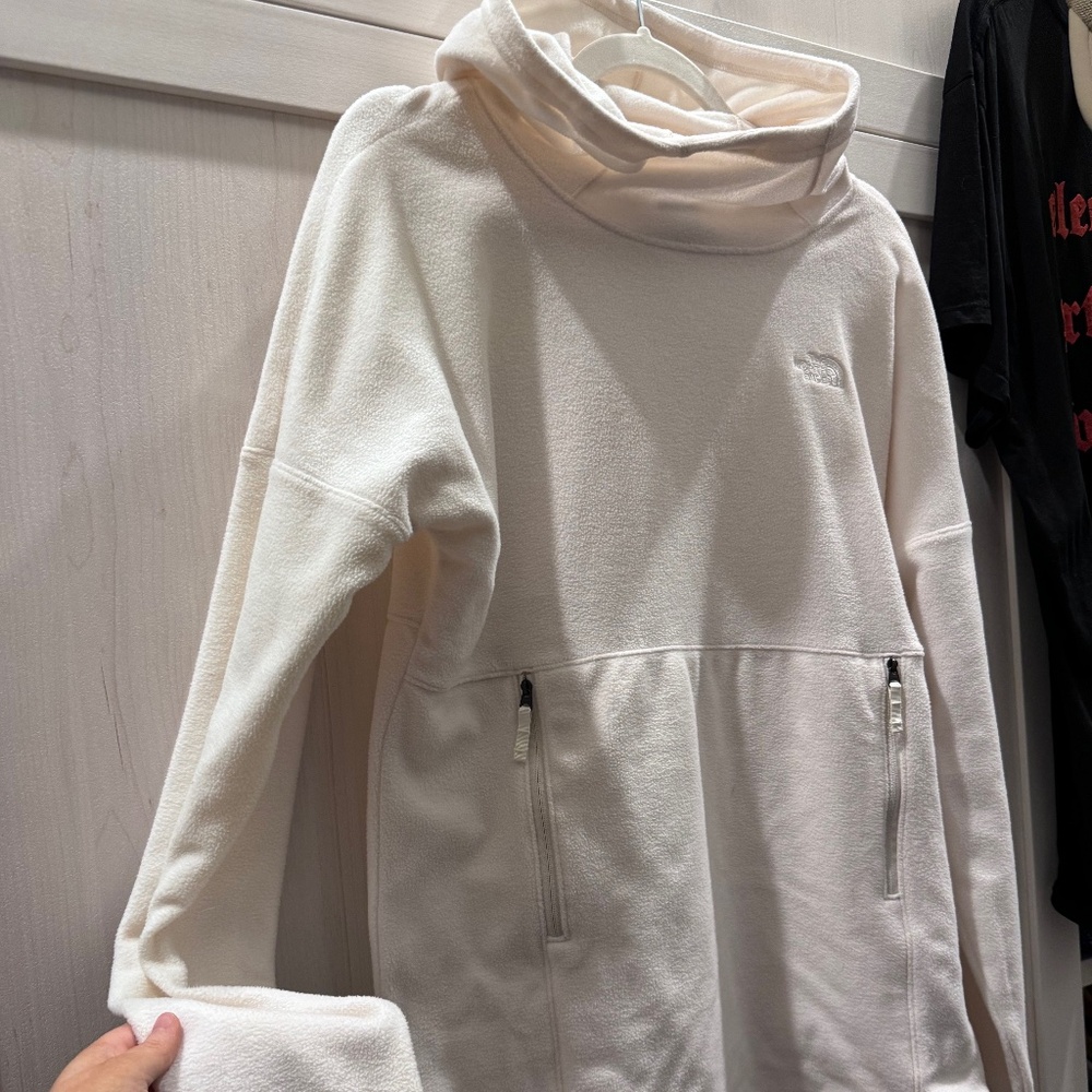 The North Face Micro Fleece Hooded Pullover Cream size Small